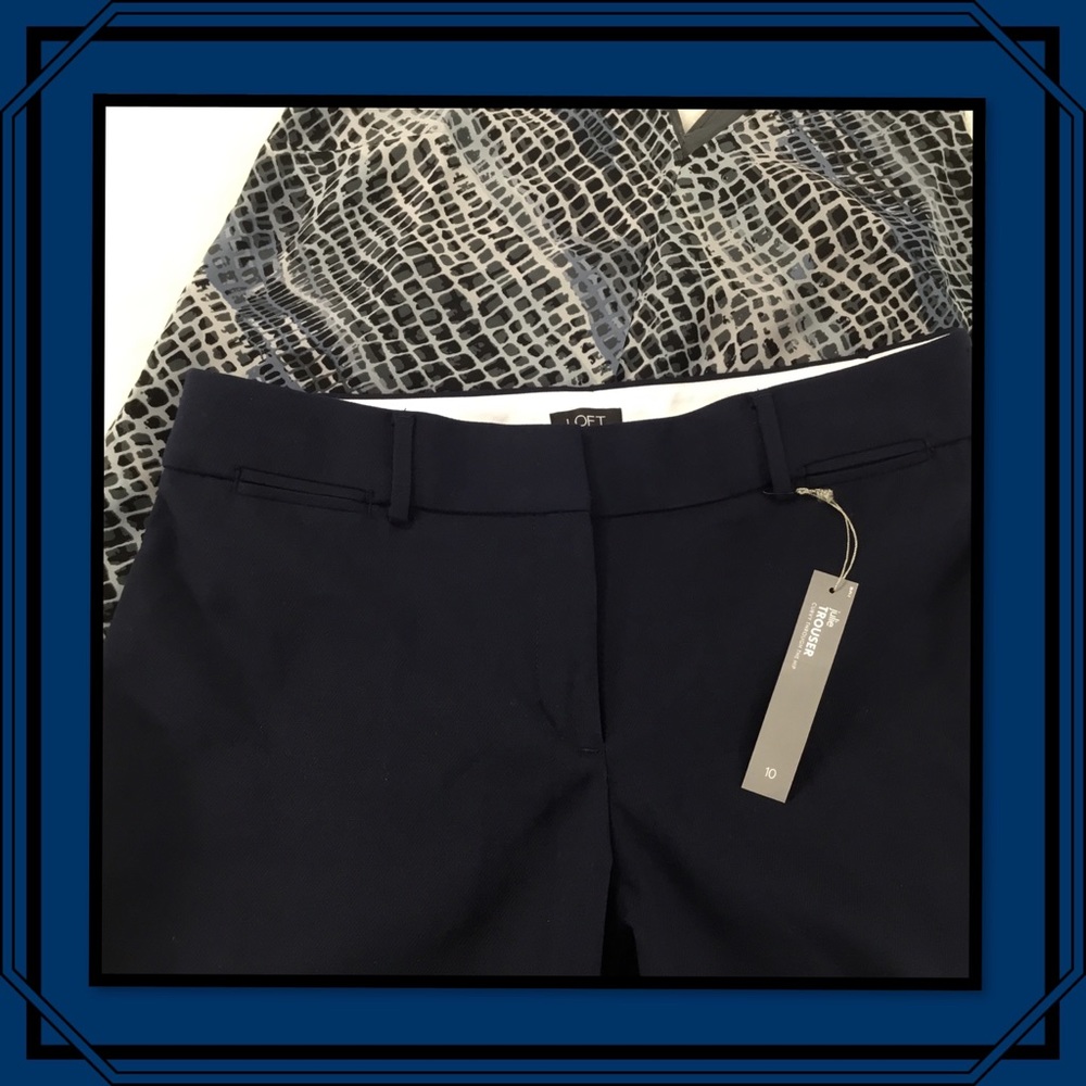 NWT LOFT JULIE TROUSER NAVY BLUE 10